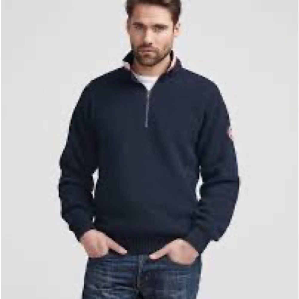 Men's Navy Half-Zip Sweater - Classic Zip Up